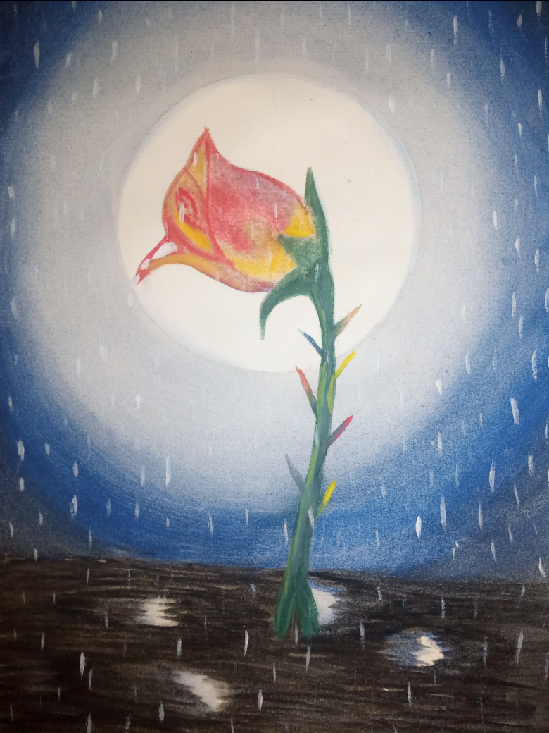 Light blue background flower